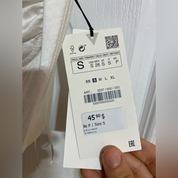 NWT Zara Corset Cropped Faux Satin White Fancy Summer Party Tank Top Size Small - Picture 14 of 14